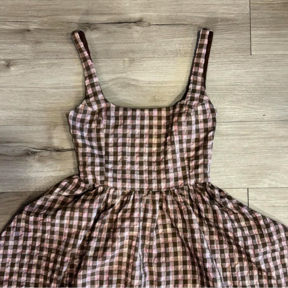 Princess Polly Checkered Dress in Pink and Brown - Picture 2 of 3